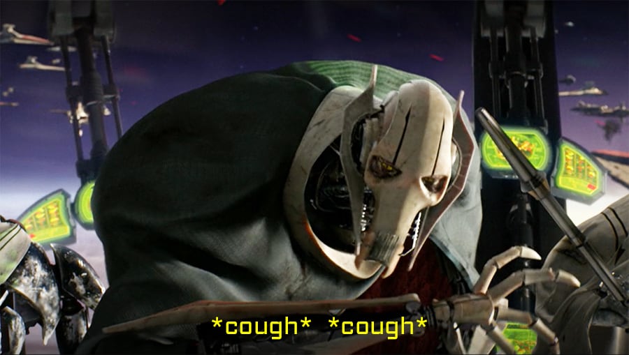 The reason for General Grievous’ cough was changed in canon